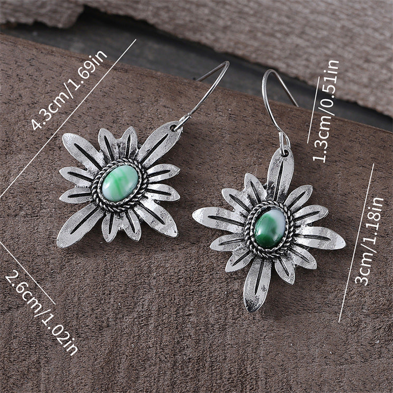 Wholesale Fashion Bohemian Style Turquoise Daisy Flower Earrings